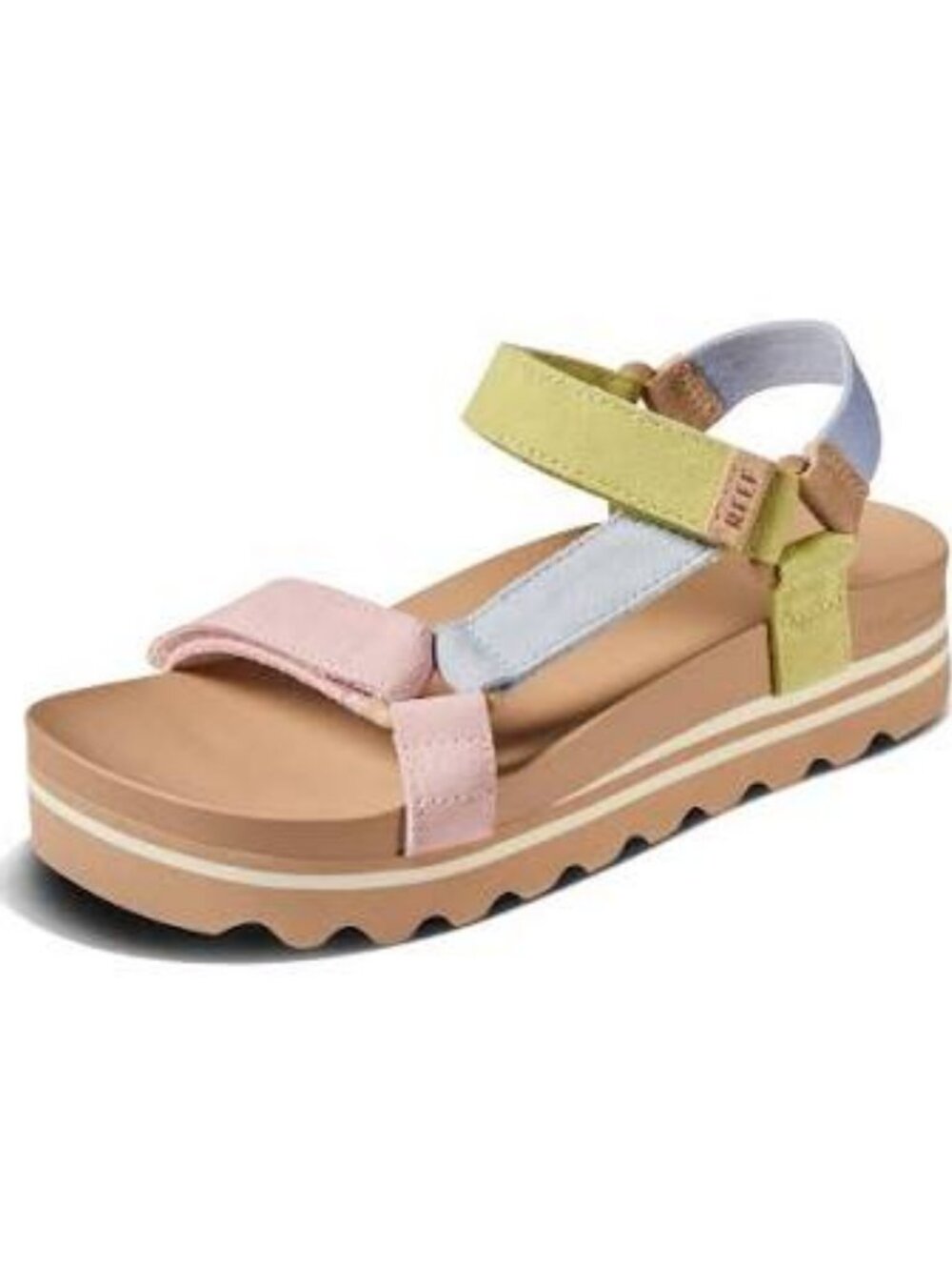 Reef Women's Cushion Rem Hi Strappy Sandals  Pink, Blue, Yellow Suede Size 10